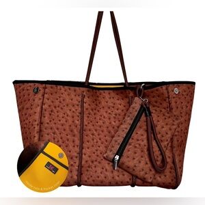 Taylor Gray Zandy Tote Bag‎ – Brown Ostrich Print 👜✨